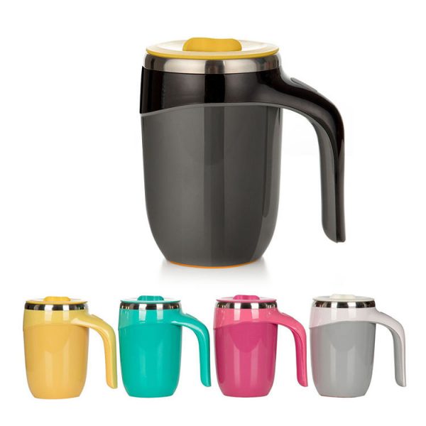 แก้วชงอัตโนมัติ มีซิลิโคนกันล้ม Auto stirring Mug with Suction Bottom