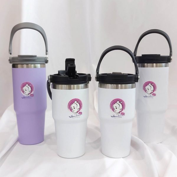 กระบอกน้ำ Stainless mug 900ml. กระบอกน้ำสแตนเลสหูหิ้ว ใบใหญ่ พร้อมสกรีนโลโก้ หรือ พิมพ์ UV