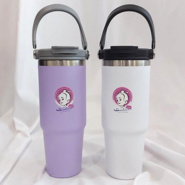 กระบอกน้ำ Stainless mug 900ml. กระบอกน้ำสแตนเลสหูหิ้ว ใบใหญ่ พร้อมสกรีนโลโก้ หรือ พิมพ์ UV