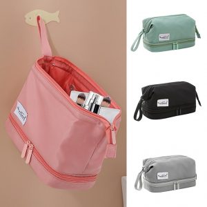 Multifunctional Double Layer Organizer Cosmetic Bag กระเป๋าจัดระเบียบเครื่องสำอางค์ 2 ชั้น กั้นน้ำ สามารถสกรีนโลโก้หรือเย็บ tag logo ได้